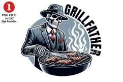 Grilfather Skeleton Clipart Sublimation Design Product Image 1