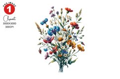 Wildlife Florals Clipart Sublimation PNG Product Image 1