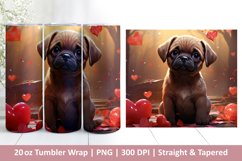Cute Dog Tumbler Wrap | Valentines Tumbler | 3D Sublimation Product Image 1