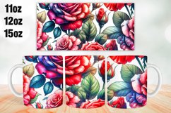 Rose Flowers Mug Wrap Sublimation 11oz, 12oz, 15oz Product Image 1
