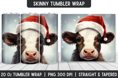 Christmas Cow Tumbler Sublimation Wrap | Sublimation Product Image 1