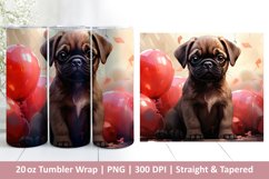 Cute Dog Tumbler Wrap | Valentines Tumbler | 3D Sublimation Product Image 1