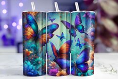 Butterflies with Flowers Tumbler Wrap Sublimation Product Image 1