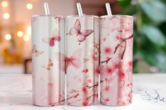 Pink Butterflies 20oz Tumbler Wrap Sublimation Product Image 1