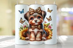 Puppy with Sunflower Tumbler Wrap Sublimation Product Image 1
