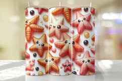 Cute StarFish Tumbler Wrap Sublimation Design Product Image 1