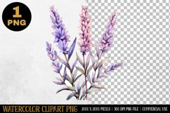 Lavender Flower Watercolor Clipart | Sublimation Design PNG Product Image 1