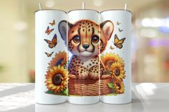 Cheetah with Sunflower Tumbler Wrap Sublimation Product Image 1
