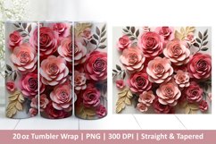 3D Paper Rose Tumbler | Valentines Tumbler | 3D Sublimation Product Image 1