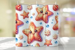 Cute StarFish Tumbler Wrap Sublimation Design Product Image 1