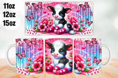Cow Valentine Day Mug Wrap Sublimation 11oz, 12oz, 15oz Product Image 1