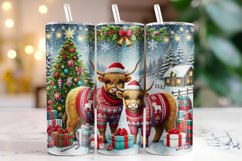 Christmas Highland Cow Tumbler Wrap | Christmas Product Image 1
