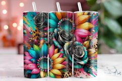 Sunflower Leopard Tumbler Wrap Sublimation 20oz Tumbler Wrap Product Image 1