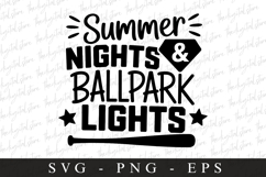 Summer nights &amp; Ballpark lights SVG | Sports Svg | Game day Product Image 1