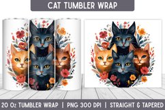 Cats Tumbler Wrap | Floral Tumbler | Sublimation Tumbler Product Image 1
