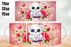 Owl Valentine Day Mug Wrap Sublimation 11oz, 12oz, 15oz Product Image 1