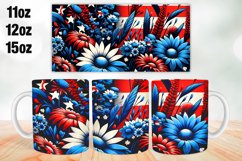 4th of July Flowers Mug Wrap Sublimation 11oz, 12oz, 15oz Product Image 1