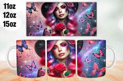 Girl &amp; Flowers Valentine Day Mug Wrap 11oz, 12oz, 15oz Product Image 1
