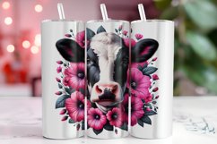 Cow with Florals Tumbler Wrap Sublimation, 20oz Tumbler Wrap Product Image 1