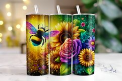 Sunflower Bee Tumbler Wrap Sublimation Design Product Image 1