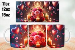 Flowers Valentine Day Mug Wrap Sublimation 11oz, 12oz, 15oz Product Image 1