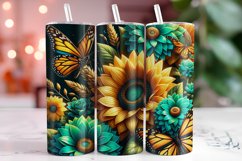 Butterflies Sunflowers Tumbler Wrap Sublimation Product Image 1