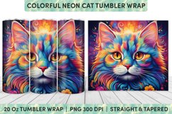 Neon Cat Tumbler Wrap | Tumbler Wrap | Sublimation Tumbler Product Image 1