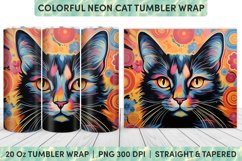 Neon Cat Tumbler Wrap | Tumbler Wrap | Sublimation Tumbler Product Image 1