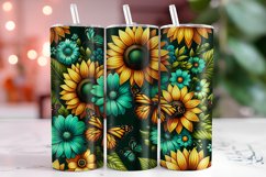 Butterflies Sunflowers Tumbler Wrap Sublimation Product Image 1