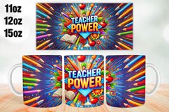 Teacher Power Mug Wrap Sublimation 11oz, 12oz, 15oz Product Image 1