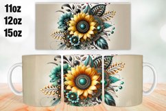 Sunflower Mug Wrap Sublimation 11oz, 12oz, 15oz Product Image 1