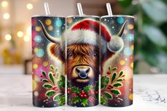 Christmas Highland Cow Tumbler Wrap | Christmas Product Image 1