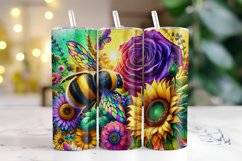 Sunflower Bee Tumbler Wrap Sublimation Design Product Image 1