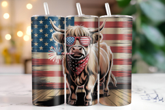 Highland Cow 4th of July Tumbler Wrap | Sublimation Product Image 1