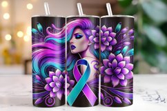 Cancer Ribbon &amp; Girl Tumbler Wrap | Sublimation | Tumblers Product Image 1