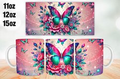 Butterfly Mug Wrap Sublimation 11oz, 12oz, 15oz Product Image 1