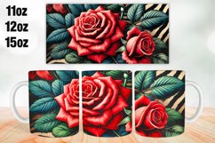 Rose Flowers Mug Wrap Sublimation 11oz, 12oz, 15oz Product Image 1