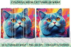 Neon Cat Tumbler Wrap | Tumbler Wrap | Sublimation Tumbler Product Image 1