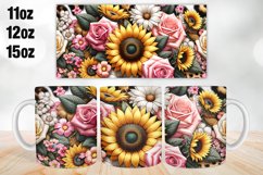 Sunflower Rose Mug Wrap, Sublimation 11oz, 12oz, 15oz Product Image 1
