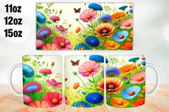 Flowers Mug Wrap Sublimation 11oz, 12oz, 15oz Product Image 1