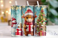 Christmas Highland Cow Tumbler Wrap | Christmas Product Image 1