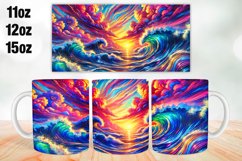 Colorful Waves Mug Wrap Sublimation 11oz, 12oz, 15oz Product Image 1