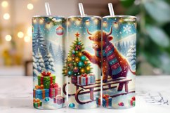 Christmas Highland Cow Tumbler Wrap | Christmas Product Image 1