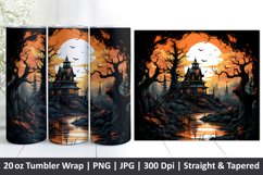 Halloween Tumbler Wrap | Halloween Hunted House | Tumbler Product Image 1