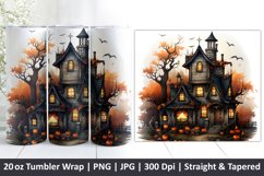 Halloween Tumbler Wrap | Halloween Hunted House | Tumbler Product Image 1