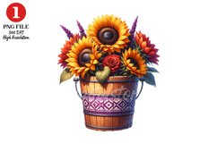 Sunflowers Bucket Clipart Sublimation Product Image 1