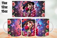 Girl &amp; Flowers Valentine Day Mug Wrap 11oz, 12oz, 15oz Product Image 1