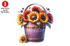 Sunflowers Bucket Clipart Sublimation Product Image 1