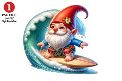 Gnome Riding on Surfing Clipart PNG Sublimation Design Product Image 1