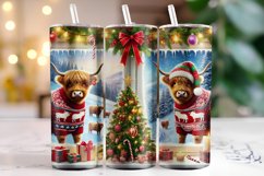 Christmas Highland Cow Tumbler Wrap | Christmas Product Image 1